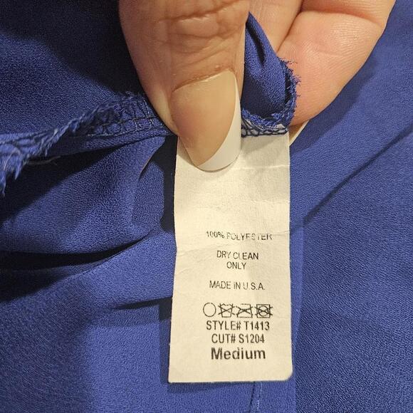 Sage Blue and White Crochet Trimmed Top #177 - Picture 8 of 9